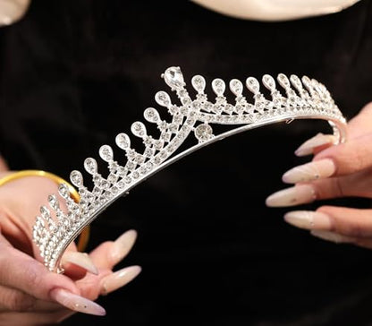 Wedding Crystal Tiara for Women Elegant Bridal Pearl Rhinestone Crown Swan Queen Princess Costume Crown Star Crystal Headpiece Accessory for Cosplay Birthday Party - color: Crystal 1
