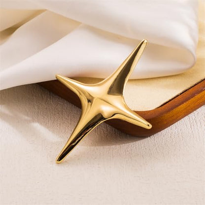 Star Brooch Pin for Women Men Polished Stainless Steel Fashion Simple Brooches Lapel Pins Unique Hat Bag Dress Accessories Christmas Festival Holiday Birthday Party Jewelry Unisex Gift