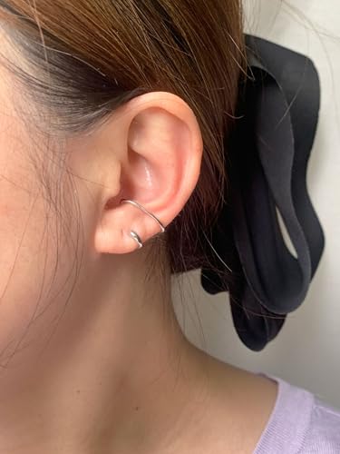 Ear Cuffs Non Piercing Dainty Cartilage Helix Ear Wrap Hypoallergenic Adjustable Clip On Earrings for Women - color: Silver for left ear