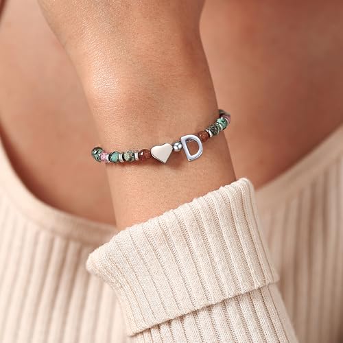 Heart Initial Bracelets for Teen Girls, Teen Girl Gifts Trendy Stuff, Christmas Stocking Stuffers for Kids, Unique Gifts for Teenage Girls on Birthday Graduation - style: D