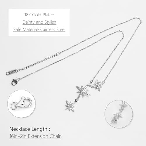 Lariat Gold Necklace for Women, Dainty Long Necklace Gold/Silver Plated Y-Shaped Pendant Necklace, Trendy Drop Necklaces Simple Gold Jewelry Gifts For Women - style: Star-Silver