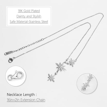 Lariat Gold Necklace for Women, Dainty Long Necklace Gold/Silver Plated Y-Shaped Pendant Necklace, Trendy Drop Necklaces Simple Gold Jewelry Gifts For Women - style: Star-Silver