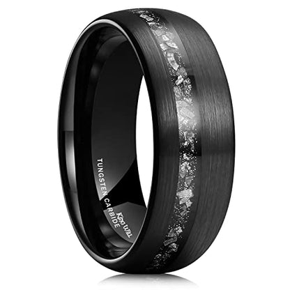 King Will 4mm 6mm 8mm Tungsten Carbide Wedding Band for Men Size 5-15 - color: Z-black brushed domed