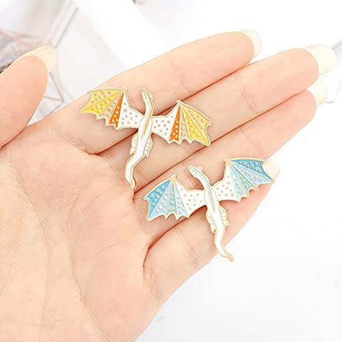 ROFARSO Dragon Enamel Lapel Pin Set Cartoon Flying Dragon Pin, Accessory for Backpacks Clothing Bags Hats Shirts(2piccs pin set)