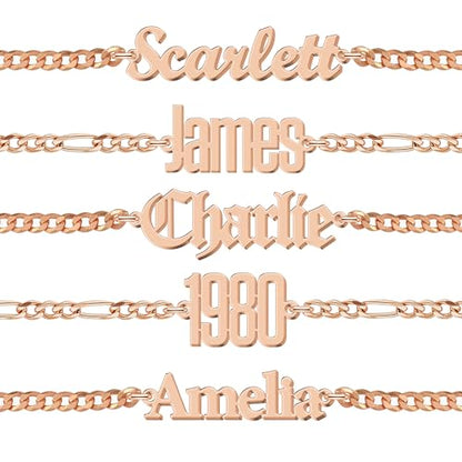 Personalized Name Bracelet or Anklet, Custom Name Jewelry Gift for Women and Men, Meaningful Nameplate Gift for Mom Wife Girlfriend Daughter Boyfriend Husband Dad - color: Midnight Black