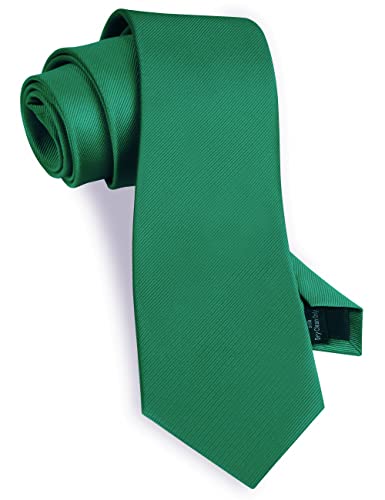 GUSLESON Classic New 3.15"（8cm） Men's Solid Color Necktie Wedding Business Tie + Gift Box - color: Emerald Green