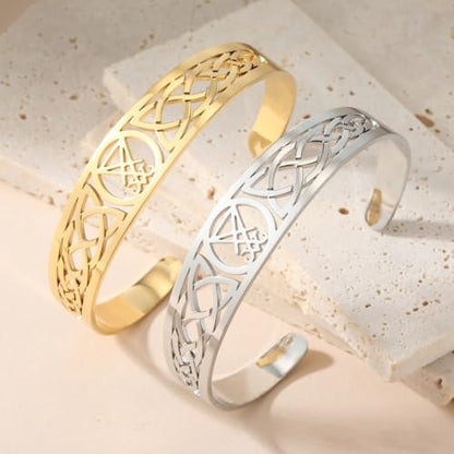 Stainless Steel Cross Adjustable Cuff Bracelet Men Womens Celtic Seal Two X Shape Amulet Jewelry - color: silvery