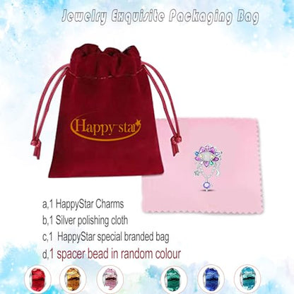 HappyStar 925 Sterling Silver Charms for Bracelets and Necklace Dangle Pendants Beads Charms Fits Charms Bracelets for Woman Jewelry Gifts (with one Spacer Bead Charms) - style: Elegant Lotus Beads