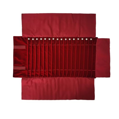 Travel Necklace Organizer, Tangle Free Jewelry Case, 16 Slots | Foldable,LightWeight Compact, Velvet Lining Jewelry Storage Bag for Chain Bracelet, Gift for Women Girls,Burgundy - color: Burgundy
