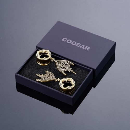 COOEAR Double Flared Ear Tunnels, Flesh Gauges for Ears, Screw Back Plugs Earrings Piercing Expander. - color: S8793J, size: 0g(8mm)