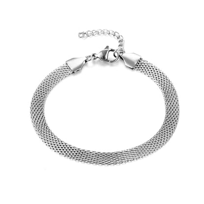 kelistom 925 Sterling Silver Bracelets for Women Teens, Love Heart Charm Chain Bracelet Bangle Fashion Jewelry Gifts - color: knit mesh-white