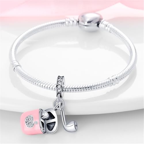 925 Silver Charm for Bracelets Animal Pet Insect Series Women Jewelry Gift - color: Pink earphones