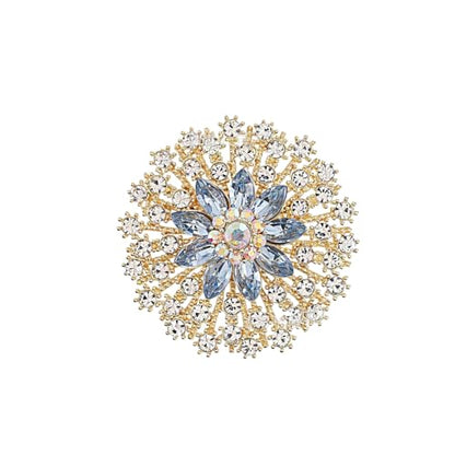 QCWN Large Flower Brooches and Pins for Women Vintage Rhinestone Sunflower Brooch Costume Jewelry Lapel Hat Pins for Wedding Dresses Bouquet Gifts - style: 1Pcs Light Blue Snowflake