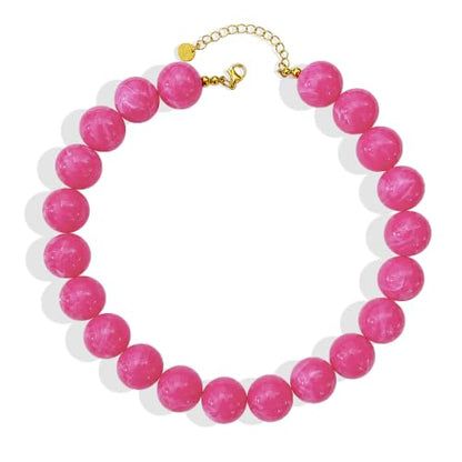 Colorful Chunky Beaded Necklaces for Women Trendy Large Bead Statement Necklace Boho Resin Bead Choker Summer Beach Jewelry Gifts Accessories - color: Rose Red 2