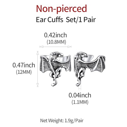 ChicSilver 925 Sterling Silver Ear Cuffs Non-Piercing Cartilage Earrings: Various Styles, Conch Cuffs (with Gift Box) - style: I: Dinosaur Cuff