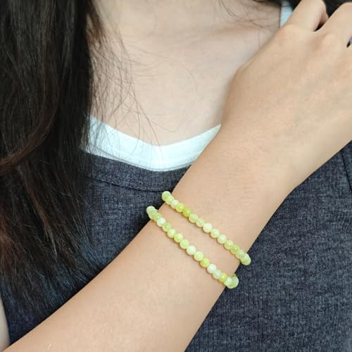 Natural Healing Gemstone Bracelet Handmade Yoga Stretch Elastic Bracelet Stress Relief Crystal Jewelry for Men and Women - color: Lemon Jade(Good Mood), size: 4mm