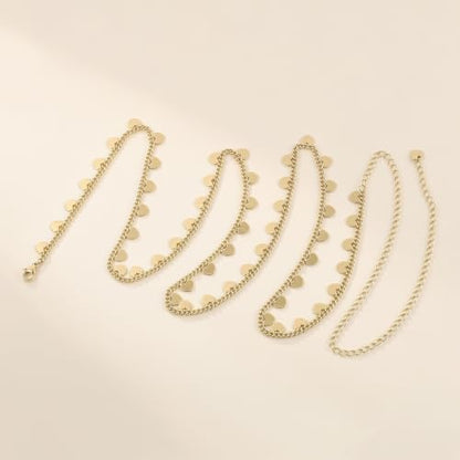 JINEAR 14K Gold Plated Waist Chain for Women Body Chain Belly Chains | Dainty Bead Chains Waterproof Summer Beach Bikini Accessories Gold Jewelry Belt Festival Outfits for Women - color: Heart Body Chains