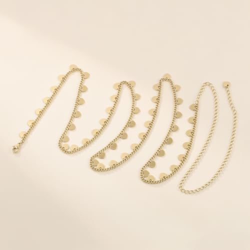 JINEAR 14K Gold Plated Waist Chain for Women Body Chain Belly Chains | Dainty Bead Chains Waterproof Summer Beach Bikini Accessories Gold Jewelry Belt Festival Outfits for Women - color: Heart Body Chains