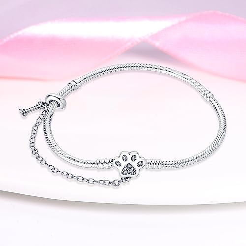 KUNSIR 925 Sterling Silver Snake Chain Bracelet with Safety Chain Charm Bracelets for Women Teen - style: PAB003