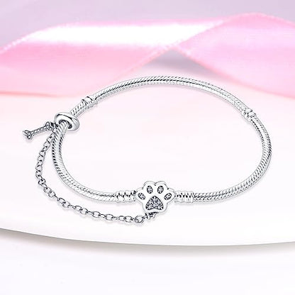 KUNSIR 925 Sterling Silver Snake Chain Bracelet with Safety Chain Charm Bracelets for Women Teen - style: PAB003