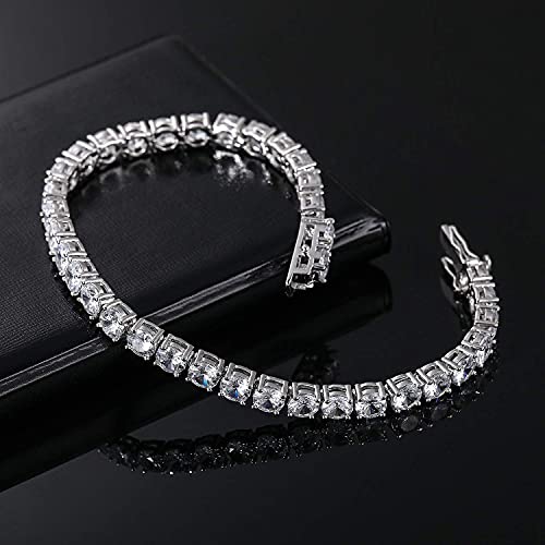 Tennis Bracelet for Women 3mm Cubic Zirconia 18K White Gold/Yellow Gold Plated - color: White Gold, size: 6mm