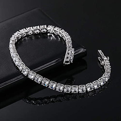 Tennis Bracelet for Women 3mm Cubic Zirconia 18K White Gold/Yellow Gold Plated - color: White Gold, size: 7mm