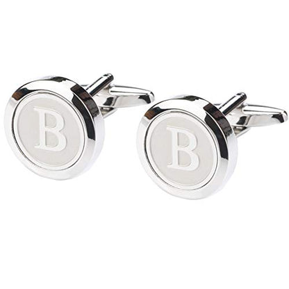 Mens Classic Stainless Steel Initial Cufflinks 26 Alphabet Initial Letter Cufflinks Business Wedding Shirts A-Z - style: B