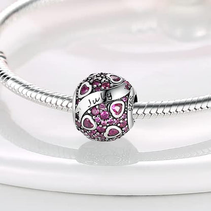 MULA Birthstone Charms 925 Sterling Silver for Bracelets and Necklaces | Dangle Pendants Beads With 5A Cubic Zirconia - Happy Birthday Mothers Day Jewelry - color: July Birthstone