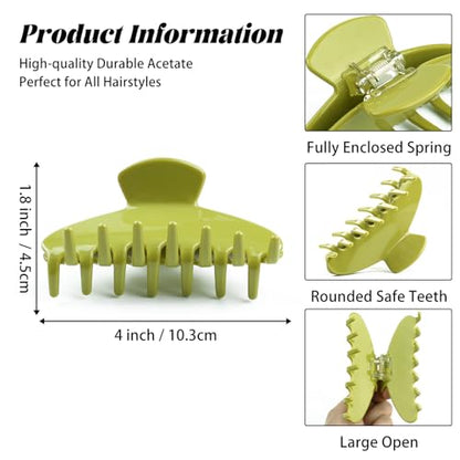 MAORULU Cute Claw Clip for Women – 4.3'' Large Acetate Hair Clips for Thick Thin Curly Long Hair, Durable Hair Clamps Non-slip Jaw Clip, Strong Hold, Stylish French Design (Avocado) - color: Avocado