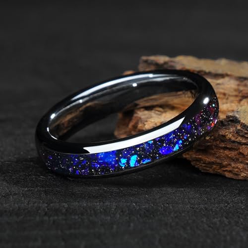 4mm 6mm 8mm Tungsten Rings With Various Inlay Materials Couples Matching Engagement Wedding Promise Matching Ring Set for Women Men - color: Silve Orion 8mm