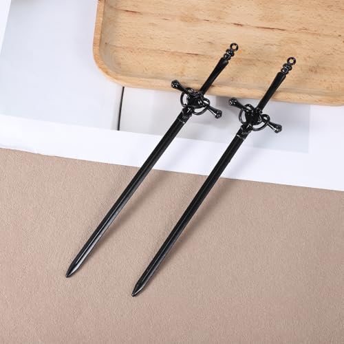 Retro Hair Sticks 2 Pcs Metal Sword Hair Pins for Women Hair-Acceossories for Renaissance Festivals, Halloween Thick-Hair & Updos
