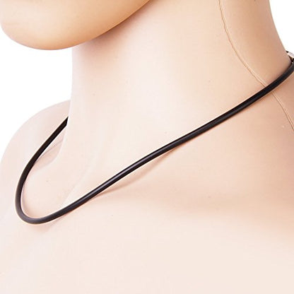 2Pcs Necklace Black Cord Rubber 3 mm 20 Inch Jewelry Supply Bayonet Clasp.