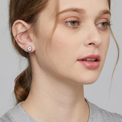 925 Sterling Silver Bezel Stud Earrings for Women Hypoallergenic Cubic Zirconia Stud Earrings for Unisex - style: 3-Bezel Studs-6.5mm