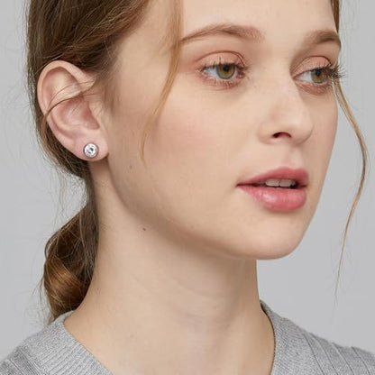 925 Sterling Silver Bezel Stud Earrings for Women Hypoallergenic Cubic Zirconia Stud Earrings for Unisex - style: 3-Bezel Studs-6.5mm