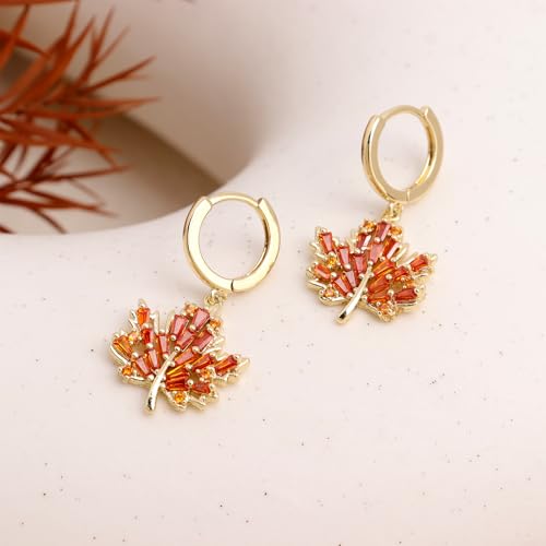 Jean Beau Drop Hoop Earrings for Women, Fasion Jewelry Gift - color: Maple