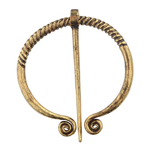 Vintage Viking Brooch Pin Lapel for Women Men Cloak Scarf Shawl Buckle Clasp Pin Brooches Penannular Brooch and Pin Sets Jewelry - color: 05 Gold