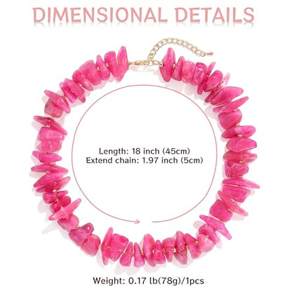 Elegance 11 designs Chunky Heart Necklace for Women, Colorful Acrylic Beaded Statement Puff Heart Necklace, Cute Boho Y2K Choker Necklace for Gift Jewelry - color: Hot Pink