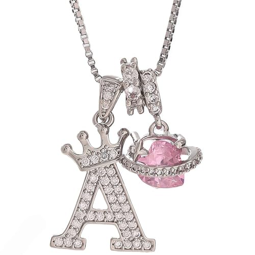 18K Gold & Silver Plated Initial Necklaces for Women - color: A-Silver