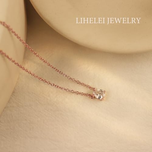 Diamond Pendant Necklaces for Women, Dainty 18k Gold/White Gold Plated Necklace, Gold/Silver Simple Choker Necklaces for Women, Trendy Jewelry Gifts - color: Teardrop -Rose Gold