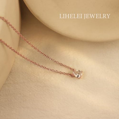 Diamond Pendant Necklaces for Women, Dainty 18k Gold/White Gold Plated Necklace, Gold/Silver Simple Choker Necklaces for Women, Trendy Jewelry Gifts - color: Teardrop -Rose Gold