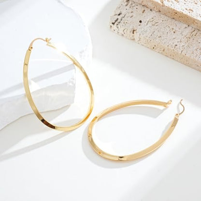 Large Gold Knot Hoop Earrings for Women 18K Gold Hoop Earrings Statement Lightweight Hoops Trendy Gold Hoops Earrings Jewelry - color: D-Teardrop Big Hoop Earrings