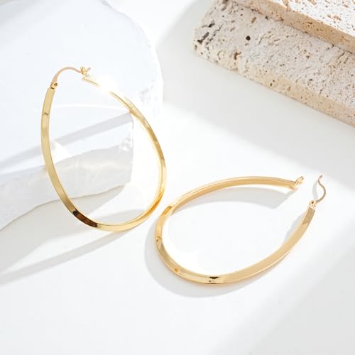 Large Gold Knot Hoop Earrings for Women 18K Gold Hoop Earrings Statement Lightweight Hoops Trendy Gold Hoops Earrings Jewelry - color: D-Teardrop Big Hoop Earrings