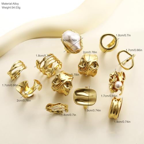 CSIYANJRY99 Chunky Gold Rings Set for Women Gold Stacking Knuckles Rings Set Accessorie Open Ring Boho Prom Costume Jewelry