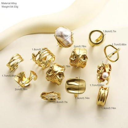 CSIYANJRY99 Chunky Gold Rings Set for Women Gold Stacking Knuckles Rings Set Accessorie Open Ring Boho Prom Costume Jewelry