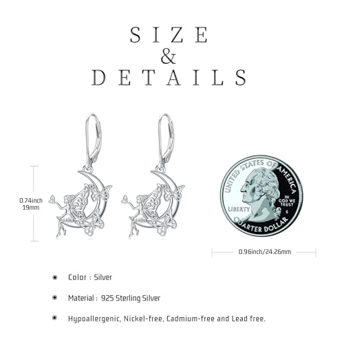 Fairy Gift Necklace/Earrings for Women 925 Sterling Silver Angel Elf Jewelry Gifts for Daughter - color: Earrings-C