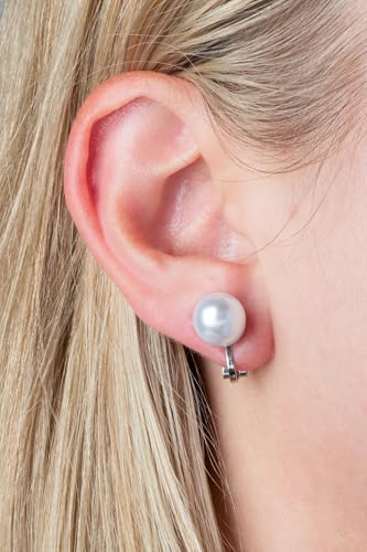 Aloha Earrings Simulated Freshwater Pearl Clip On Stud Earrings - style: Rose Gold Tone