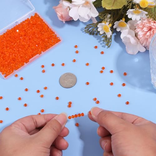 1000Pcs 4mm Faceted Crystal Glass Bicone Beads Loose Bead for DIY Bracelet Necklace Earring Keychain Jewelry Making,Orange - color: Orange
