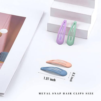 Small Hair Barrettes For Women No Slip Metal Snap Clips For Thin And Fine Hair,Matte Yellow Pink Blue Green Purple,20 PCS,1.97 x 0.5 Inch. - color: Matte Yellow Pink Blue Green Purple