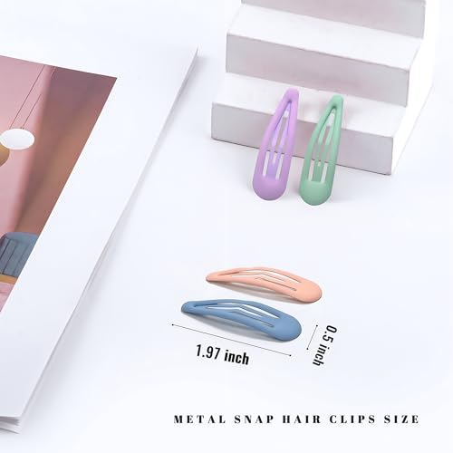 Small Hair Barrettes For Women No Slip Metal Snap Clips For Thin And Fine Hair,Matte Yellow Pink Blue Green Purple,20 PCS,1.97 x 0.5 Inch. - color: Matte Yellow Pink Blue Green Purple