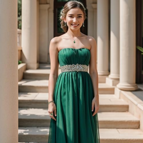 Jewelry Set for Bride, Sparkling Water Drop Cubic Zirconia Crystal Pendant Necklace Leverback Earrings Tennis Bracelet Adjustable Ring Gift for Wedding/Birthday/Mother's Day/Christmas - color: 05-Emerald Color Silver-Tone